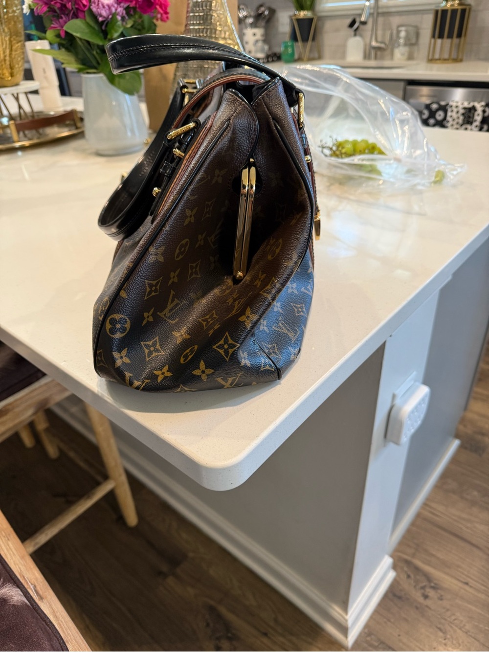 Louis Vuitton Monogram Canvas Duffel with Black Center Strap & Tan Trim - Picture 8 of 11